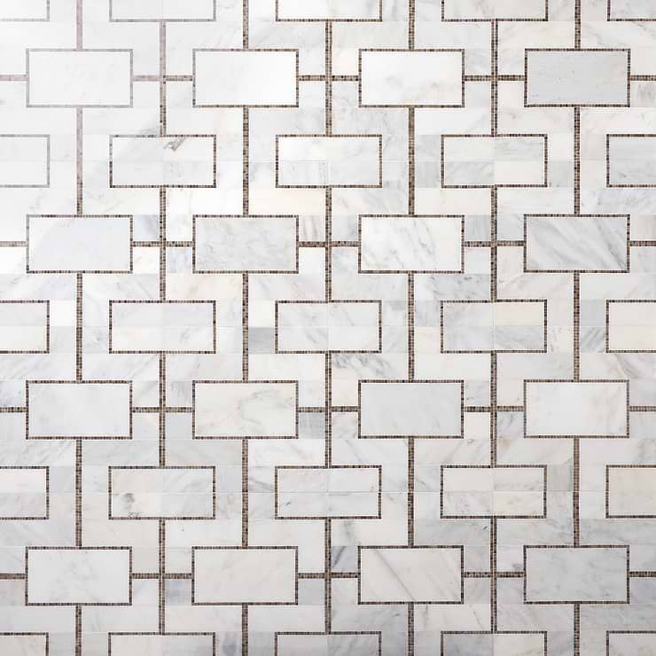 Cul De Sac Athens Gray & Asian Statuary Marble Mosaic Tile