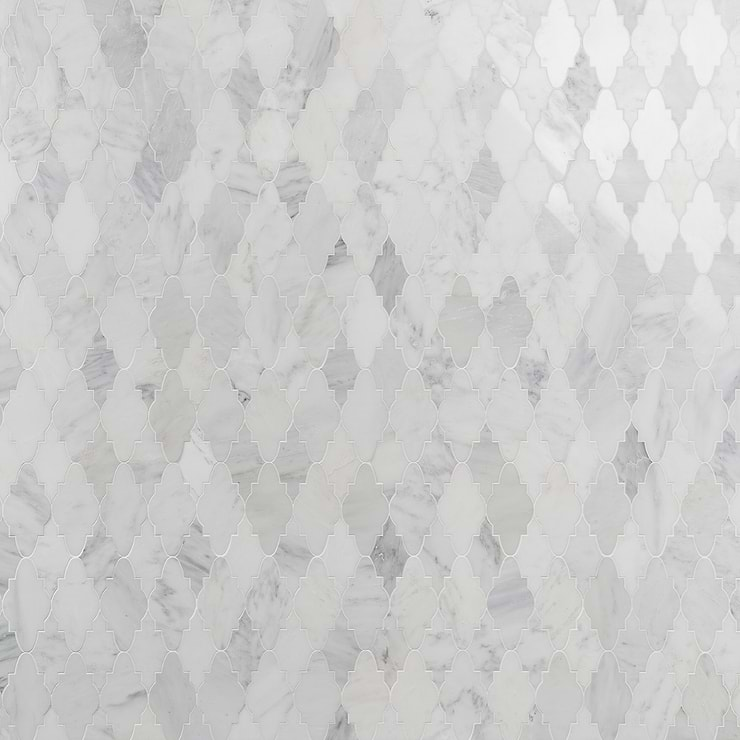 Odeza Stonington Gray 3x6 Arabesque Marble Mosaic Tile