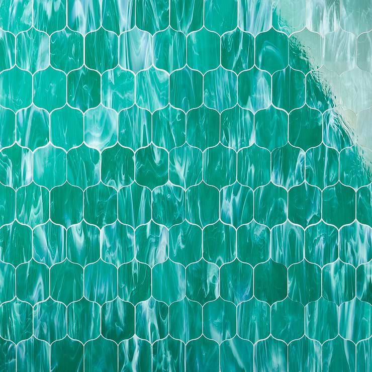 Bespoke Jade 4x6 Lantern Polished Glass Mosaic Tile