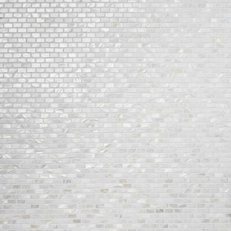 Mother of Pearl Oyster White Pearl 1/2x1 Mini Brick Polished Mosaic Tile