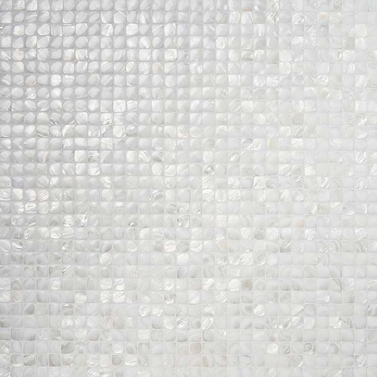 Mother of Pearl Nacre White 3D Pearl 1x1 Polished Mosaic Tile