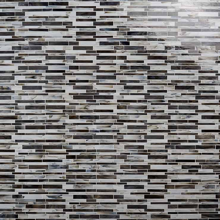 Matchstix Rainstorm Multicolor Glass Polished Mosaic Tile