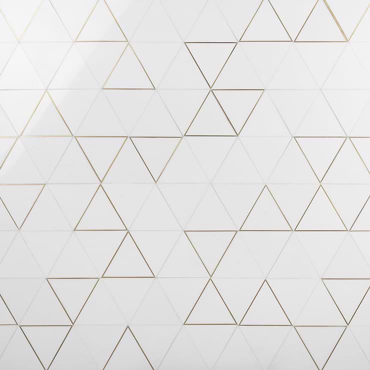 Verin Thassos Polished Marble and Brass 6x6 Mosaic Tile