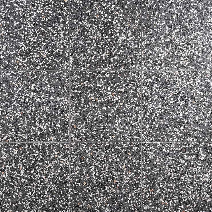 True Terrazzo Domino Gray 16x16 Polished Terrazzo Tile