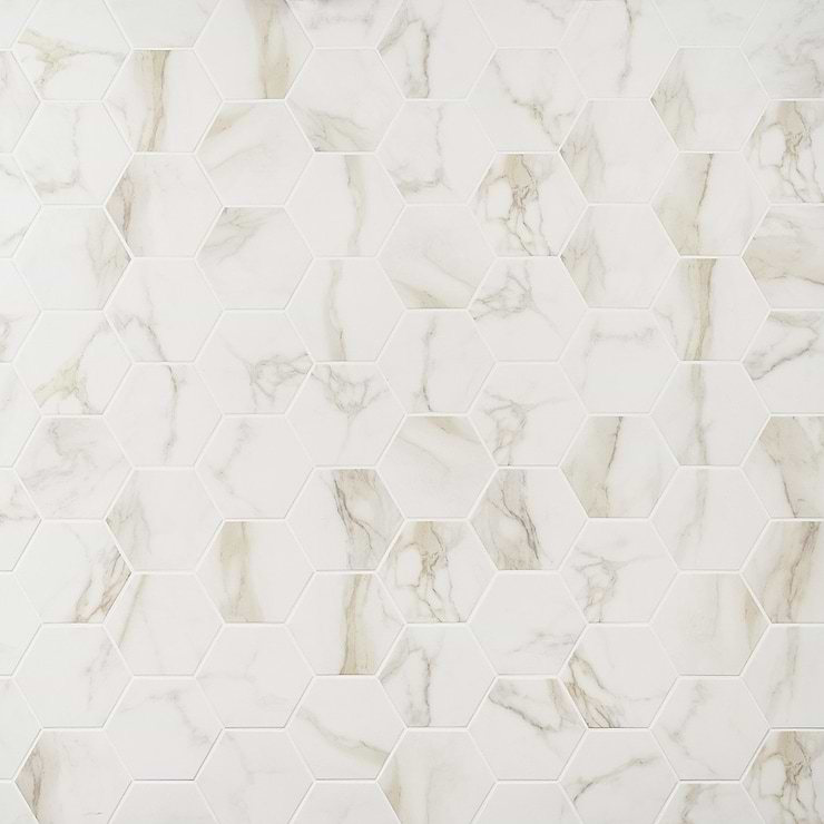 Amalfi Calacatta 6” Hexagon Matte Porcelain Tile