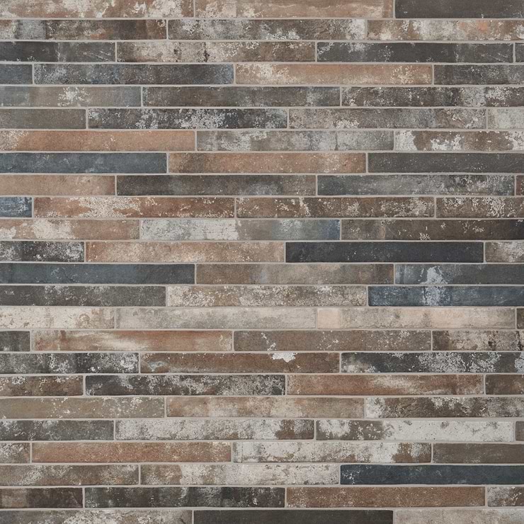 English Brick Industrial Red Mix 2x18 Matte Porcelain Tile