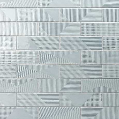 Sample-Enigma Ash Blue 2x8 Polished Textured Ceramic Wall Tile