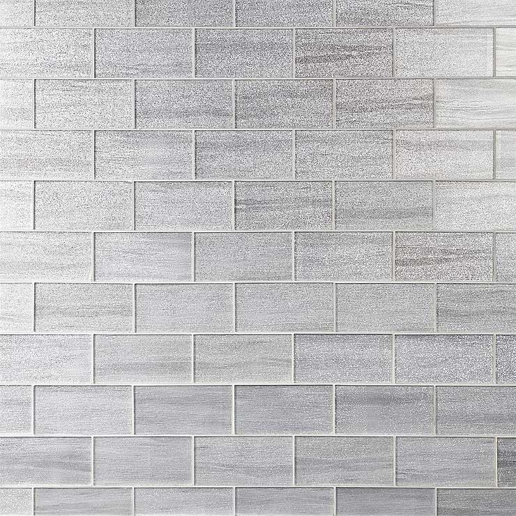Veda Silver 4x9 Polished Glass Tile