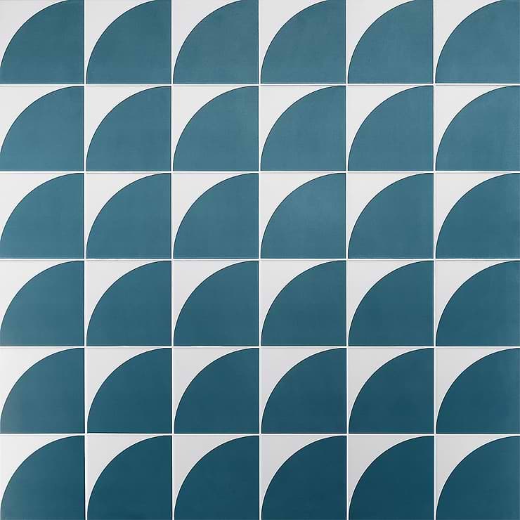 Stacy Garcia Maddox Deco Floor Teal Blue 8x8 Matte Porcelain Tile