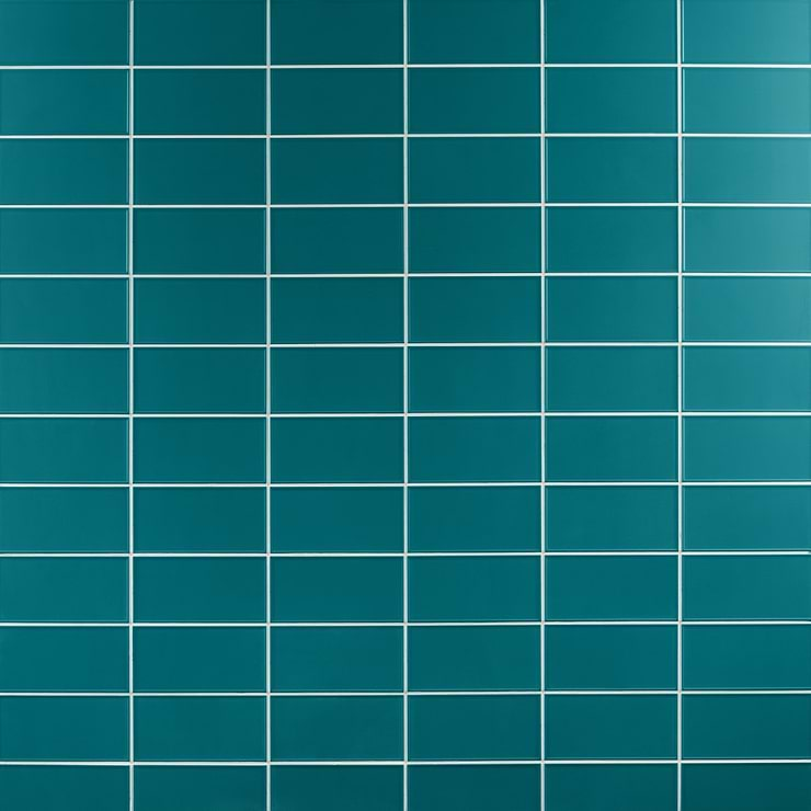 Stacy Garcia Maddox Frame Teal Blue 4x8 Matte Ceramic Subway Wall Tile