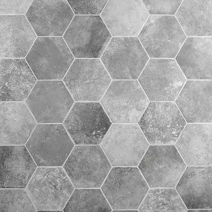 Terra Pompeii Gris Gray 8" Hexagon Matte Porcelain Tile