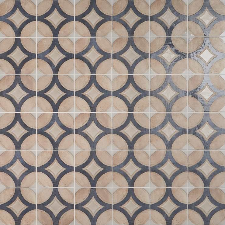 Angela Harris Mediterra Circles Terra Cream 8x8 Matte Porcelain Tile