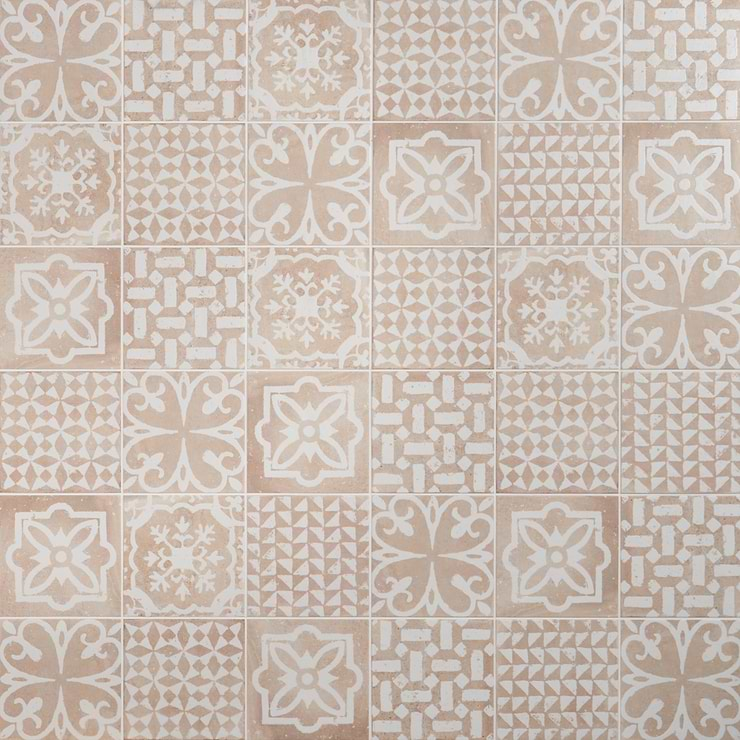 Angela Harris Mediterra Kasma Terra Cream Décor 8x8 Matte Porcelain Tile