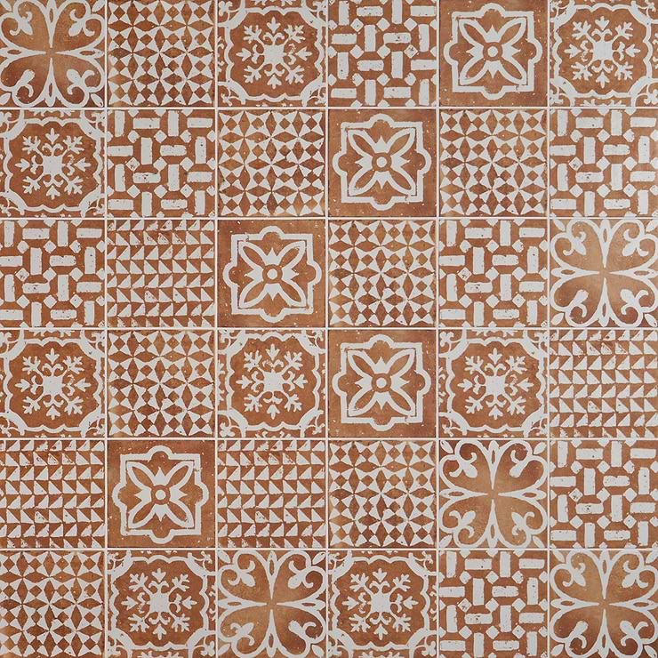 Angela Harris Mediterra Kasma Terracotta Décor 8x8 Matte Porcelain Tile