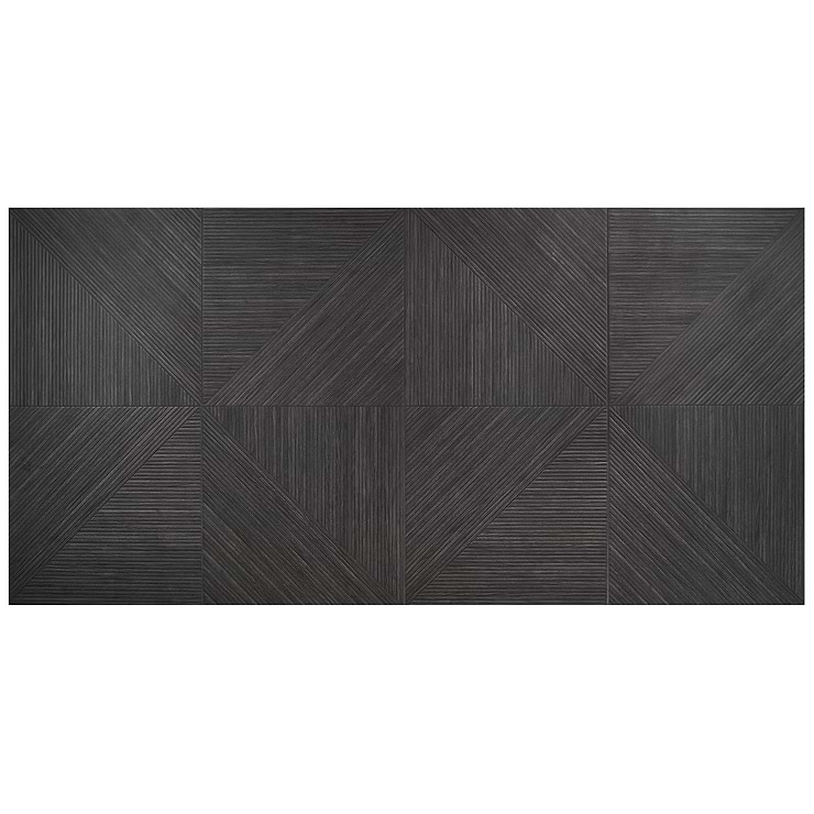 Enso Charcoal Black 24x48 Ribbed Matte Porcelain Wood Look Tile