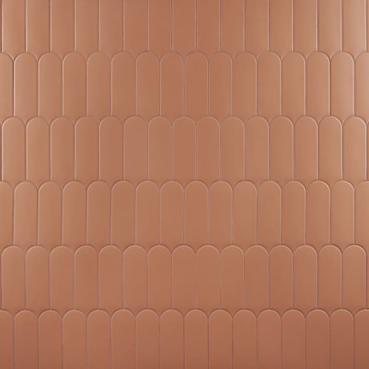 Parry Clay Terracotta Orange 3x8 Fishscale Matte Ceramic Wall Tile