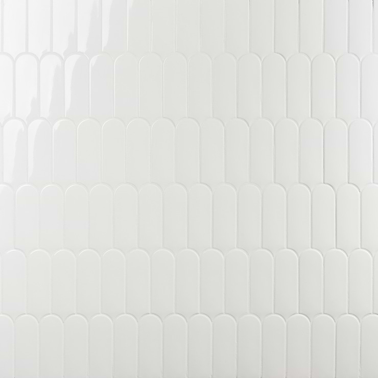 Parry White 3x8 Fishscale Glossy Ceramic Wall Tile