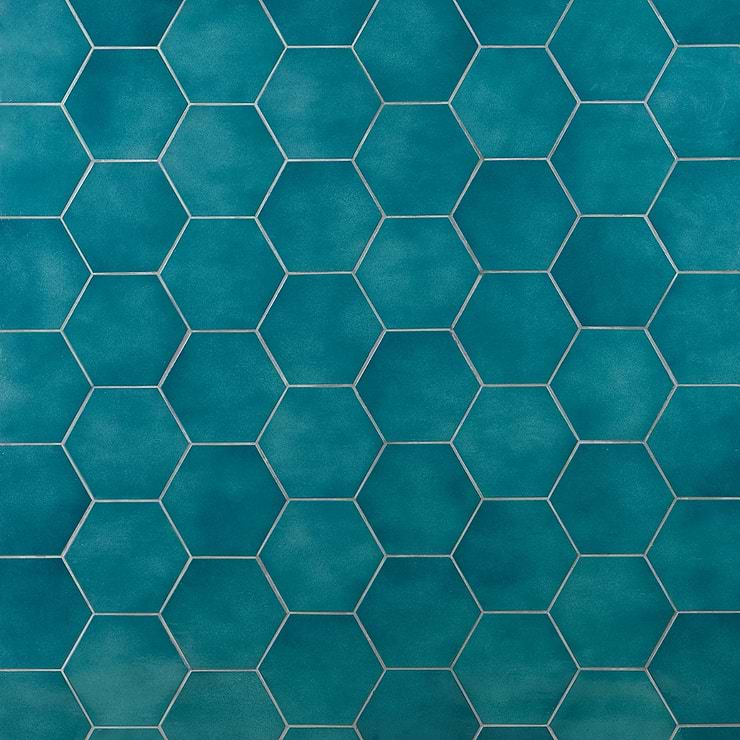Cavallo Fiji Blue 7" Hexagon Glossy Porcelain Tile