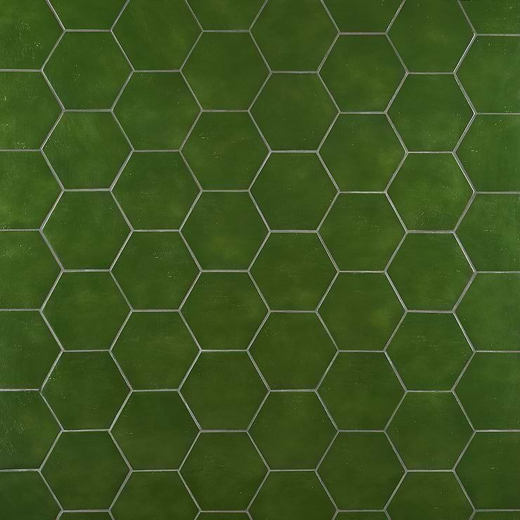 Cavallo Monaco Green 7" Hexagon Glossy Porcelain Tile