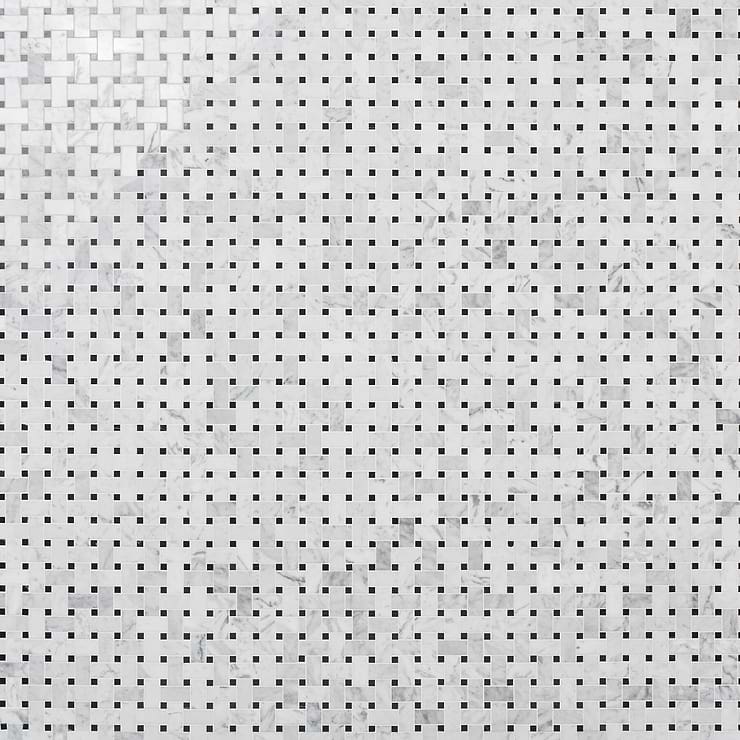 Trenza Basket Weave Carrara Marble Polished Mosaic Tile
