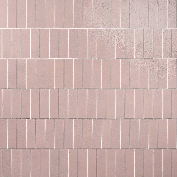 Color One Blush Pink 2x8 Glossy Lava Stone Tile 