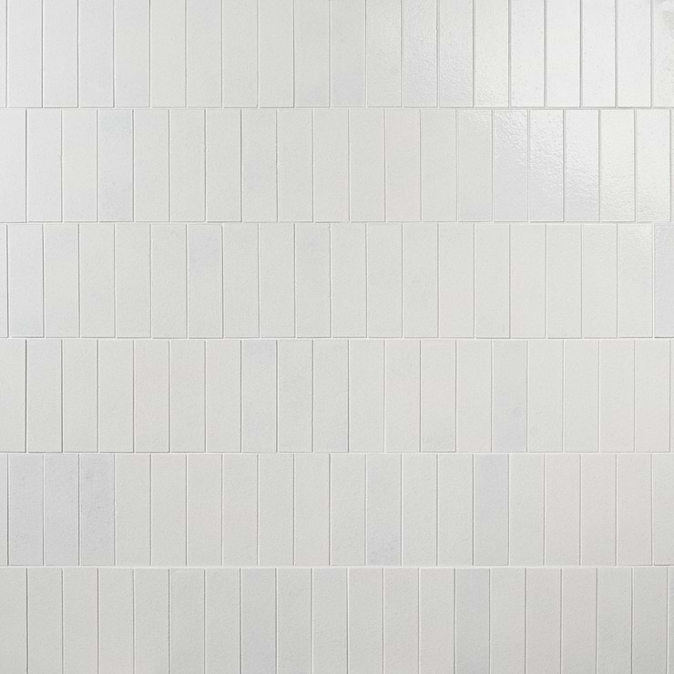 Color One Cotton White 2x8 Glossy Lava Stone Tile