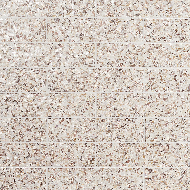 Reef Cream 3x12 Polished Pearl Terrazzo Subway Tile