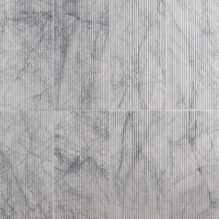 Waves White Lion 12x24 Fluted 3D Honed Marble Tile