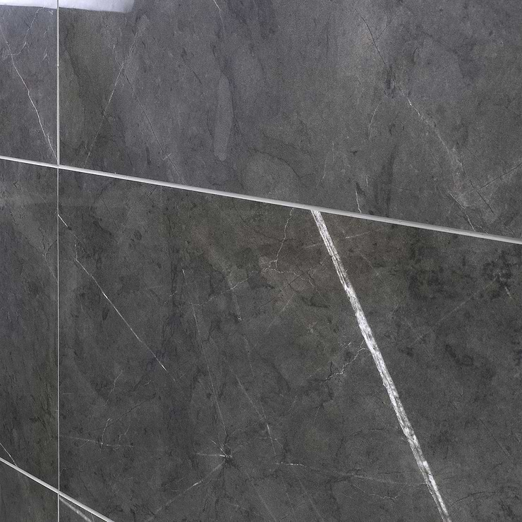 Marble Tech Amani Grey 12x24 Polished Marble Look Porcelain Tile 