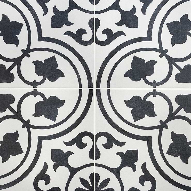 Cascais White Ornate 9x9 Matte Porcelain Tile