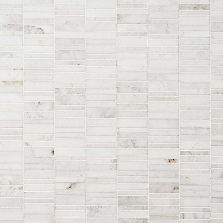 Alaska White Waterfall Polished Marble Bricks Mosaic Tile