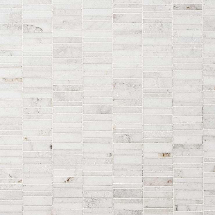 Alaska White Waterfall Polished Marble Mosaic Tile