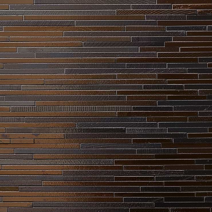 Magma Slim Stack Bronze Polished Lava Stone Mosaic Tile