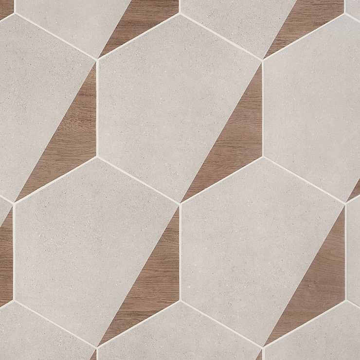 Pergola Wood Taupe 12.5" Hexagon Matte Porcelain Tile