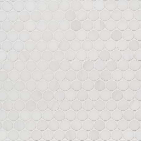 Bianco Dolomite White 1" Penny Round Premium Polished Marble Mosaic Tile