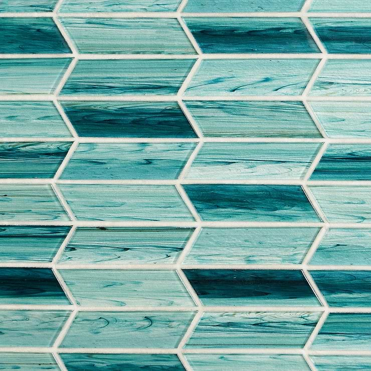 Maya Chevron Teal Mosaic Tile