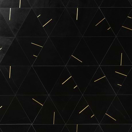 Ravi Nero Polished Marble and Brass 7x7 Mosaic Tile