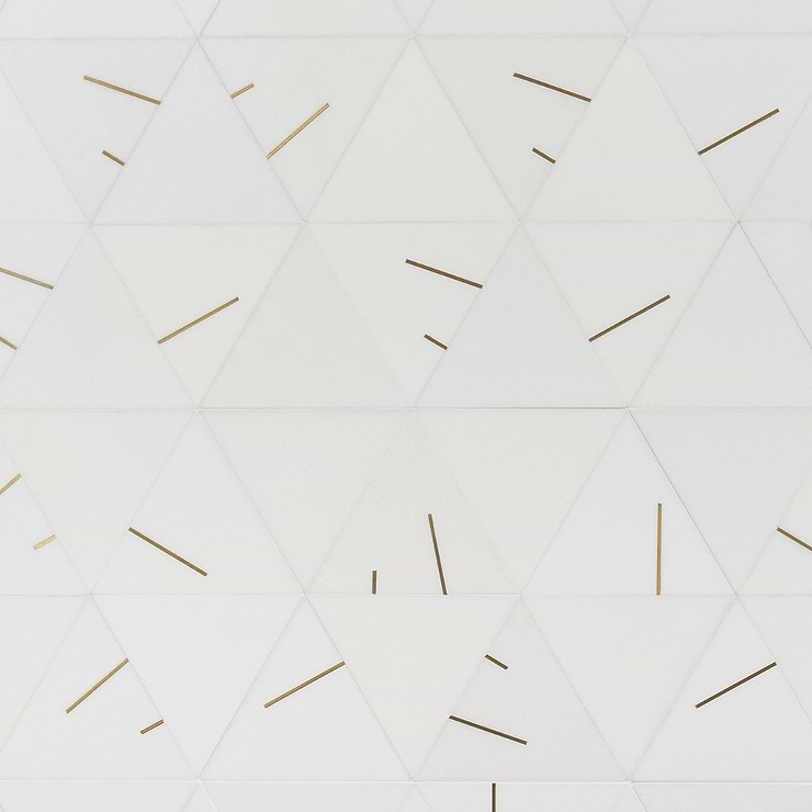 Ravi Thassos Polished Marble and Brass 7x7 Mosaic Tile