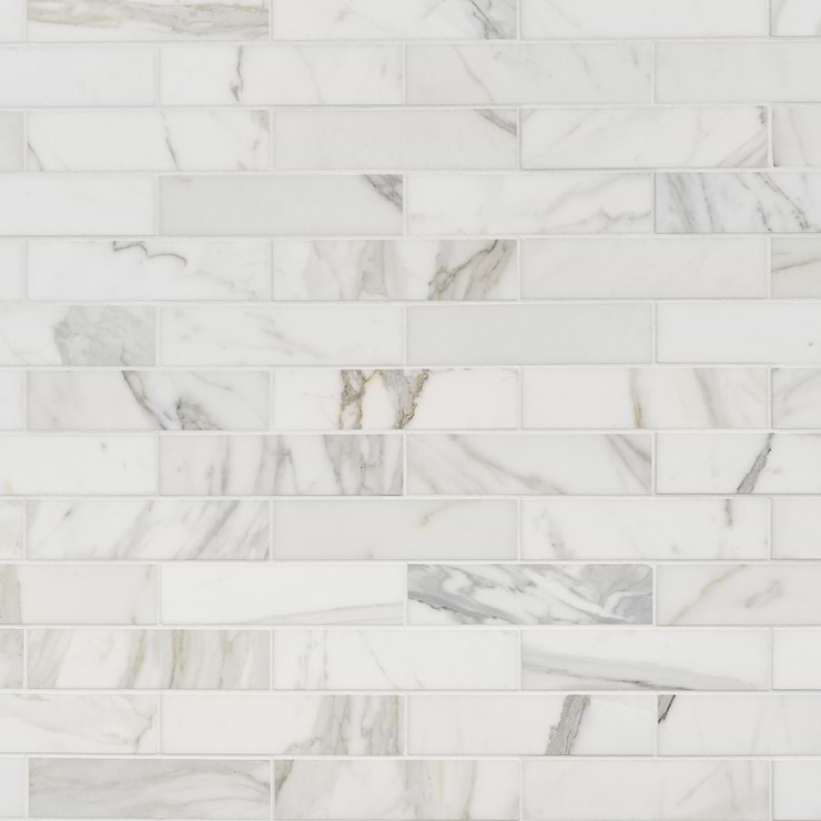 Calacatta White Gold 2x8 Honed Marble Subway Tile