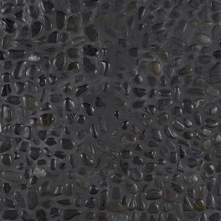 Cobblestone Black Full Pebble Polished Mosaic Tile