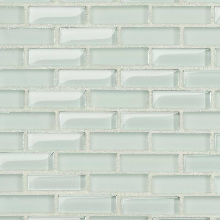 Loft Seafoam Green 1/2x2 Frosted Glass Brick Mosaic Tile