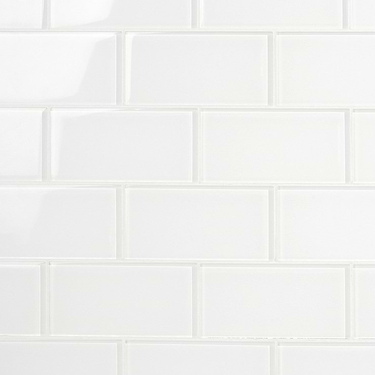 Loft Super White 3x6 Polished Glass Subway Wall Tile