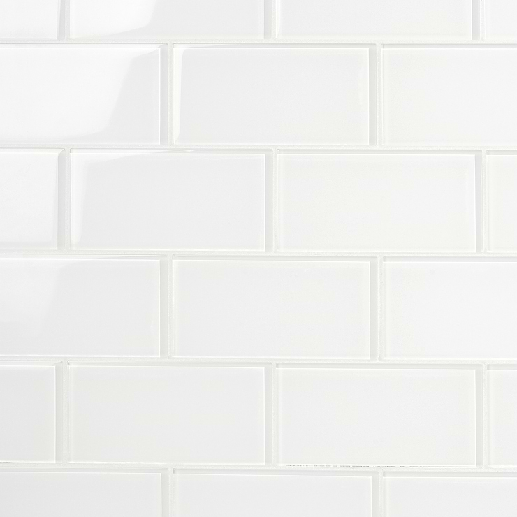 Loft Super White 3x6 Polished Glass Subway Wall Tile