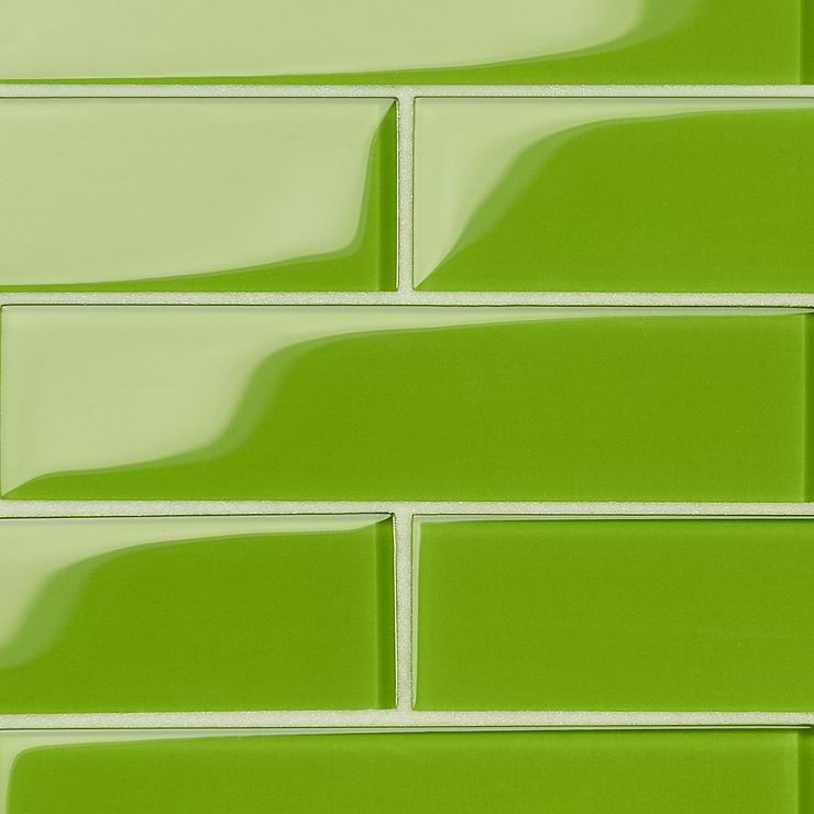 Loft Electric Lime 2x8 Polished Glass Subway Wall Tile