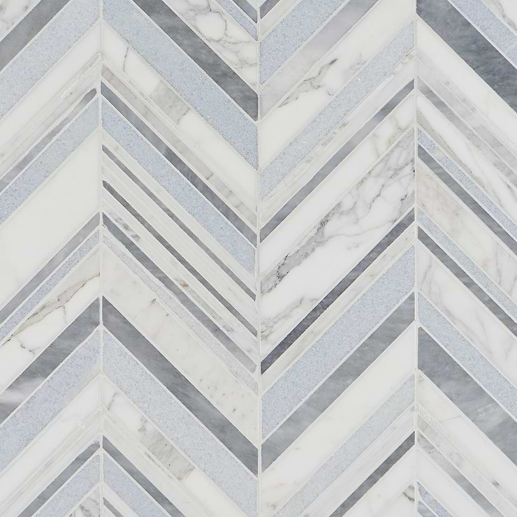 Aya Blue Polished Marble Mosaic Tile