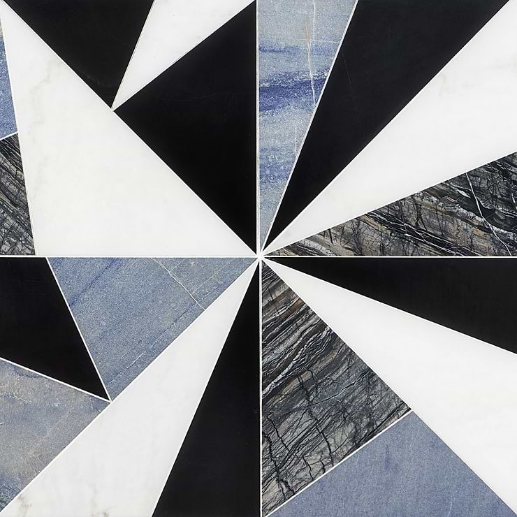 Jagger Black Nero and Blue 12x24 Polished Marble Tile