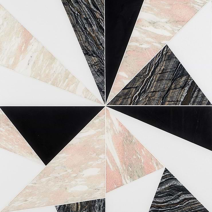 Jagger Rose 12x24 Polished Marble Tile- Pink and Black and White