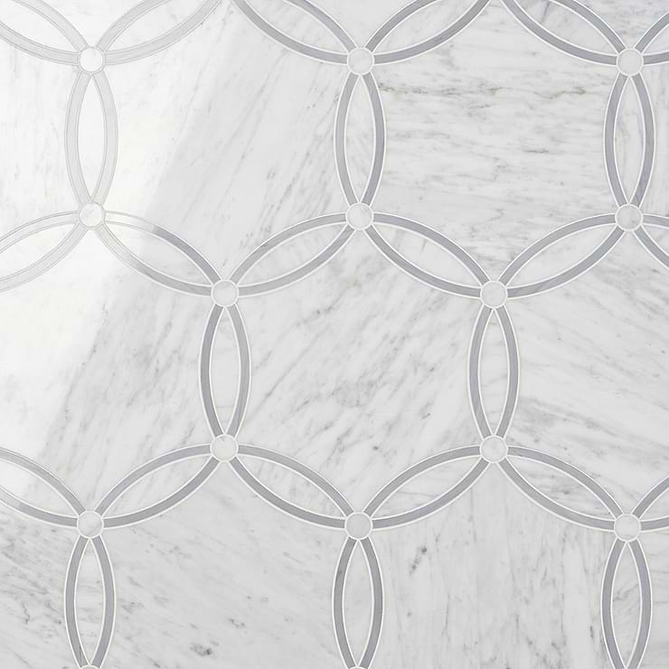 Celine Carrara White Polished Marble Mosaic Tile