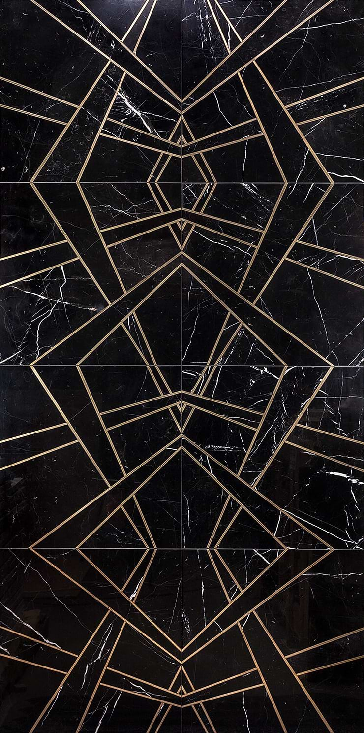 Empire Nero Marble & Brass Tile