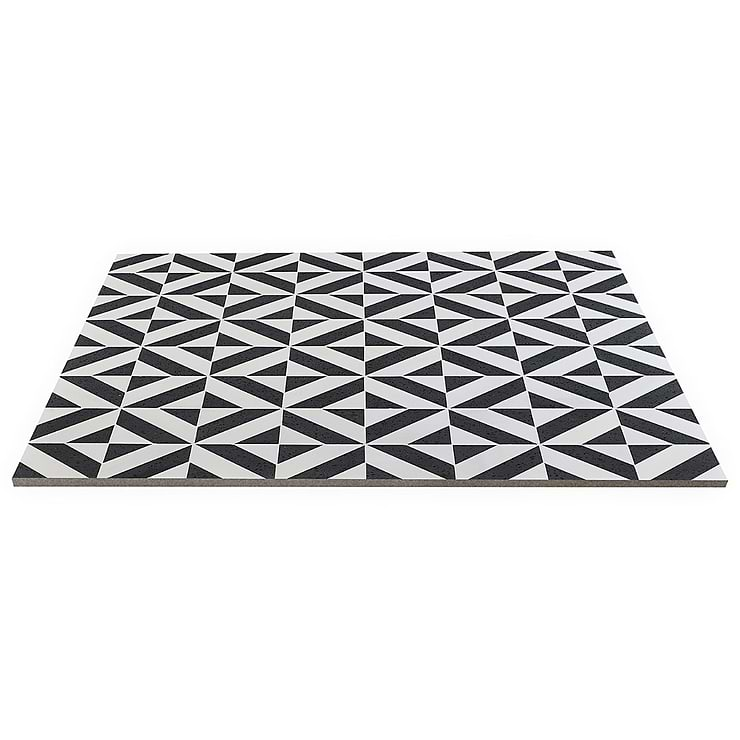 Cleopatra Diagonal Pepper Black Terrazzo and Bianco White Marble Polished Mosaic Tile